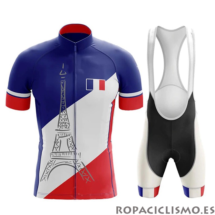 2020 Maillot Campeon Francia Tirantes Mangas Cortas Azul Blanco Rojo(1)